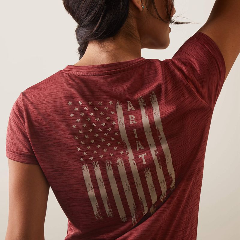 Ariat Laguna Patriot T-Shirt Pomegranate Polska | FSDLNP-386