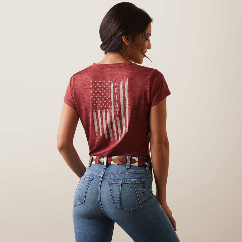 Ariat Laguna Patriot T-Shirt Pomegranate Polska | FSDLNP-386