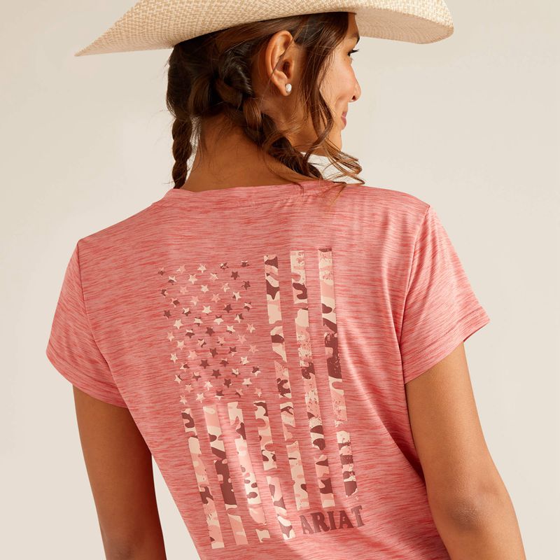 Ariat Laguna Patriot T-Shirt Różowe Polska | NJCFZR-862