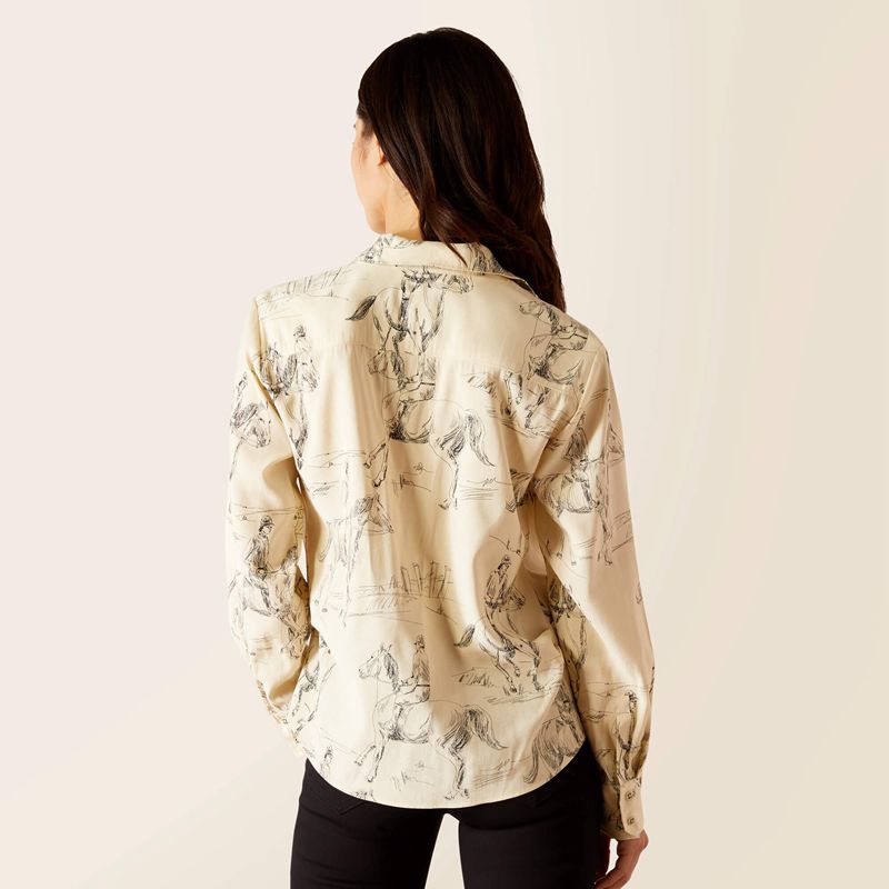 Ariat Larkspur Blouse Ivory Toile Polska | GDHBZU-250