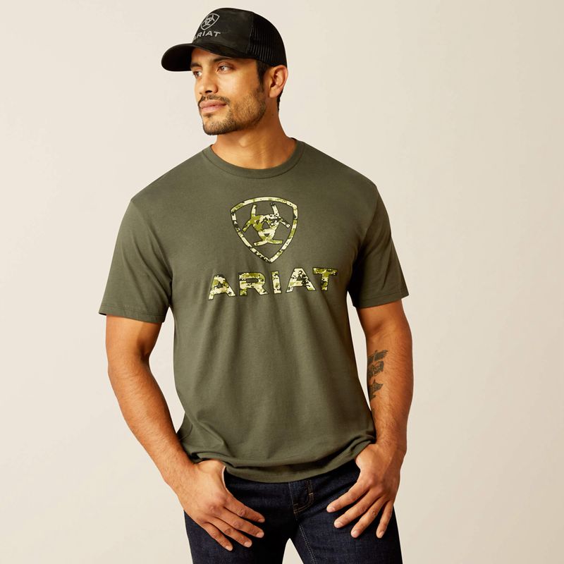 Ariat Liberty Usa Digi Camo T-Shirt Ciemny Oliwkowe Polska | IQCDSJ-361