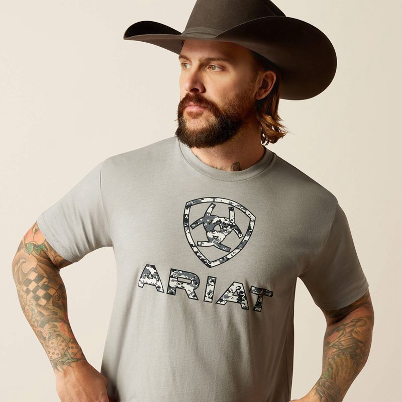 Ariat Liberty Usa Digi Camo T-Shirt Stone Heather Polska | URXQYN-298