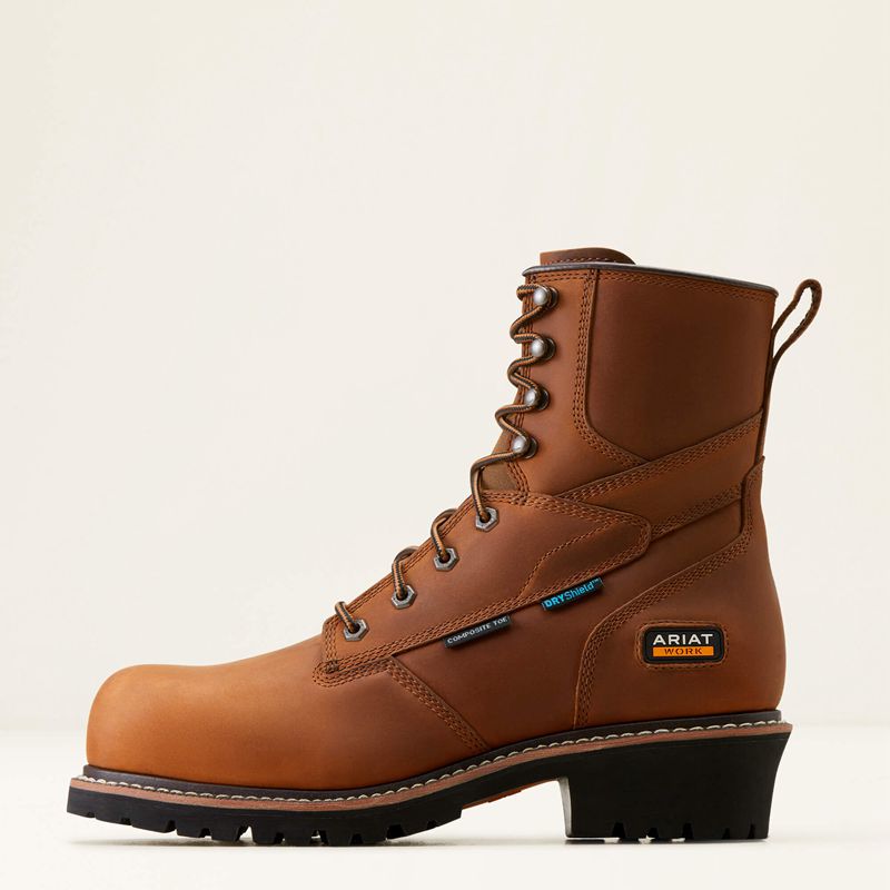 Ariat Logger Shock Shield Waterproof Composite Toe Work Boot Miedź Brązowe Polska | IRSDFE-147