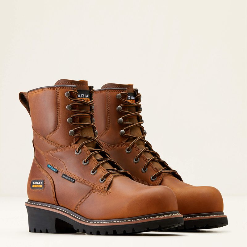 Ariat Logger Shock Shield Waterproof Composite Toe Work Boot Miedź Brązowe Polska | IRSDFE-147