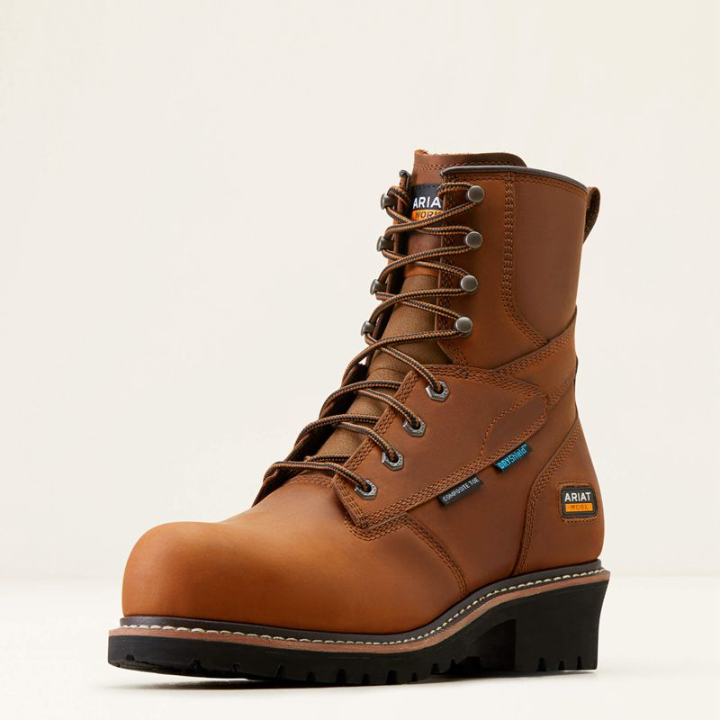 Ariat Logger Shock Shield Waterproof Composite Toe Work Boot Miedź Brązowe Polska | IRSDFE-147