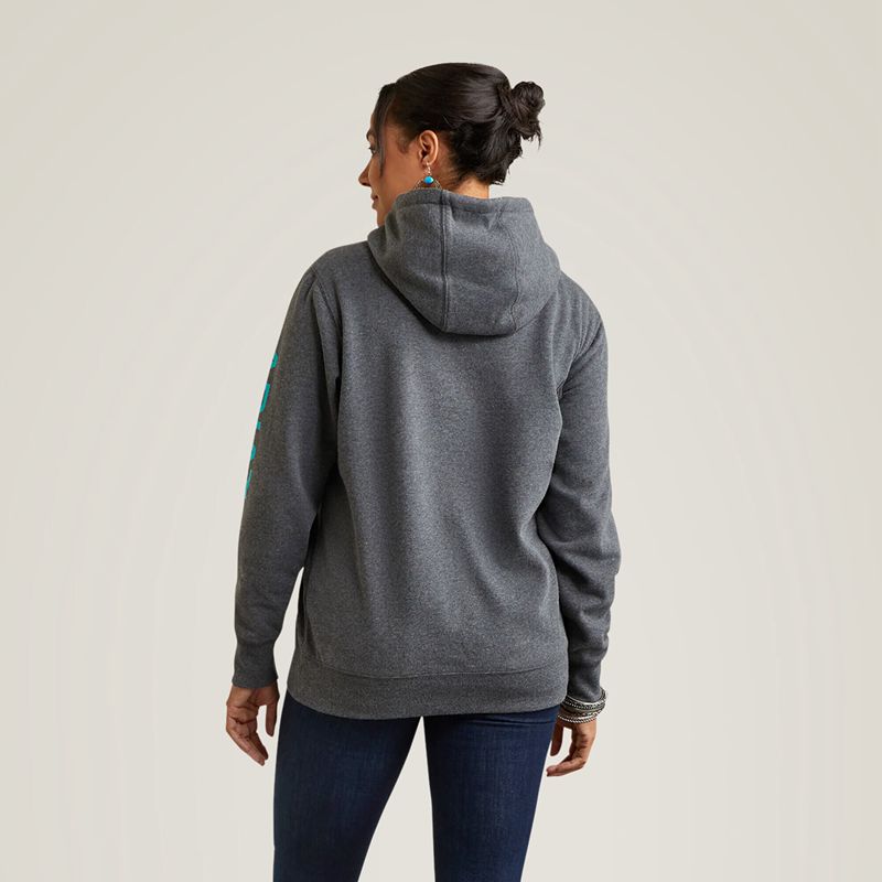 Ariat Logo Hoodie Charcoal Heather Polska | ICVZPE-256