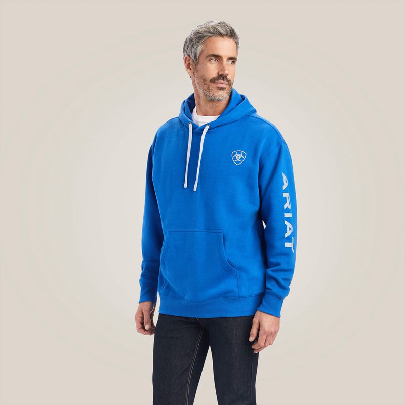 Ariat Logo Hoodie Cobalt Polska | ALHEKZ-719