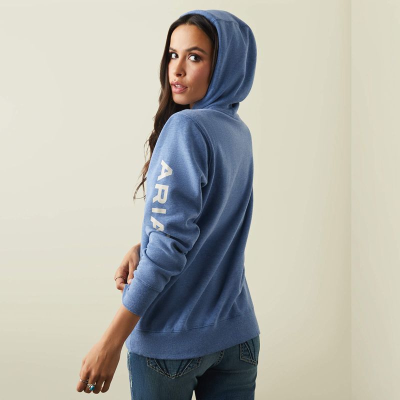 Ariat Logo Hoodie Niebieskie Polska | WZBKHC-067