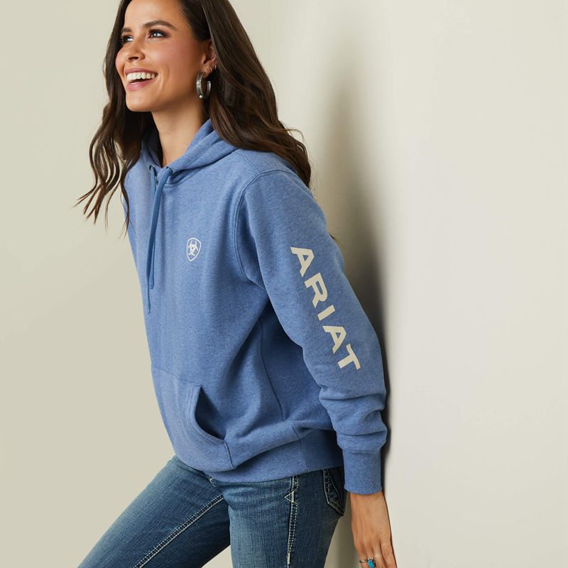 Ariat Logo Hoodie Niebieskie Polska | WZBKHC-067