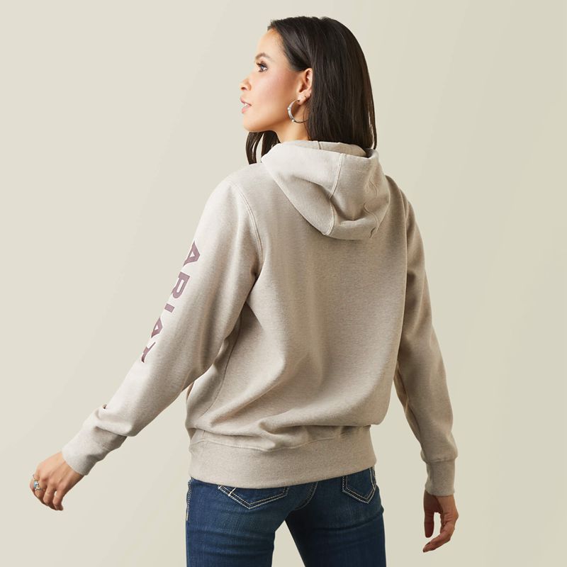 Ariat Logo Hoodie Oatmeal Heather Polska | PWEDNM-320