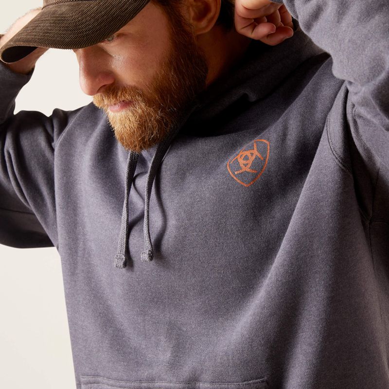 Ariat Logo Hoodie Odyssey Gray Heather Polska | DOYVIK-231