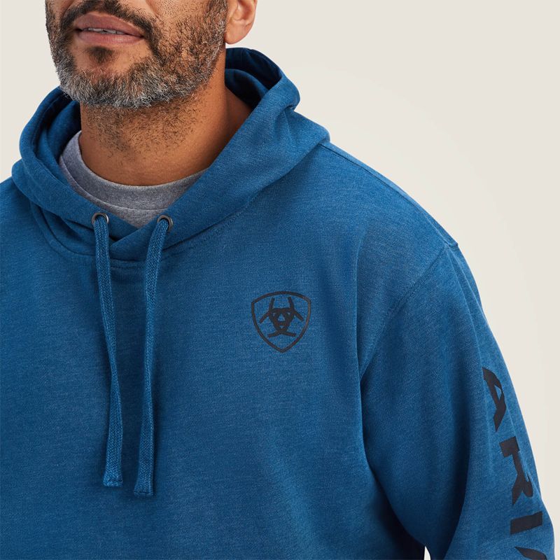 Ariat Logo Hoodie Poseidon Heather Polska | HQUKLM-396