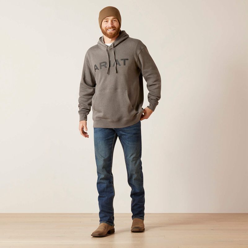 Ariat Logo Hoodie Szare Polska | HIOUSD-674