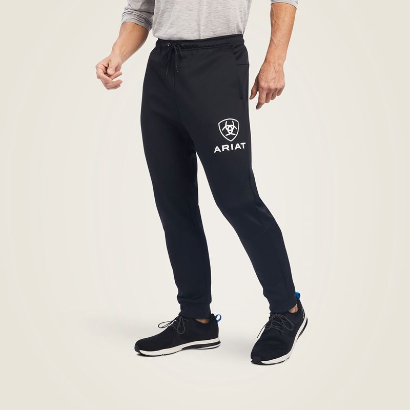 Ariat Logo Tek Fleece Jogger Sweatpants Czarne Polska | QXEIYH-719