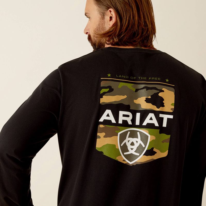 Ariat Lotf Camo Shield T-Shirt Czarne Polska | CITHAM-658