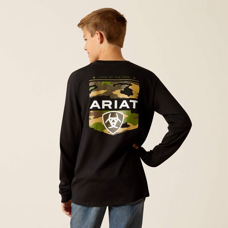 Ariat Lotf Camo Shield T-Shirt Czarne Polska | GOPDAH-843