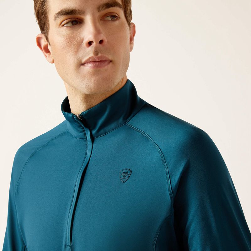 Ariat Lowell 1/4 Zip Recycled Materials Baselayer Reflecting Pond Polska | WOSHTQ-651