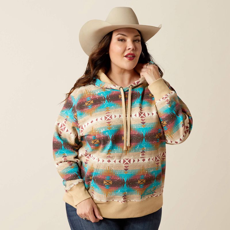 Ariat Lunas Hoodie Serrano Southwest Print Polska | FKPTQN-815