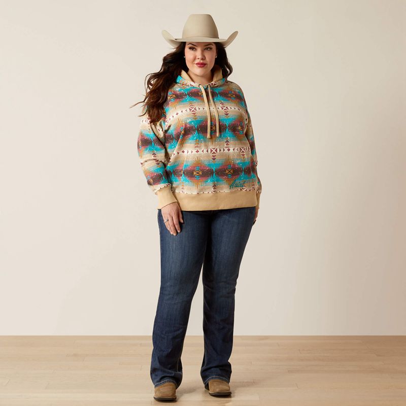 Ariat Lunas Hoodie Serrano Southwest Print Polska | FKPTQN-815