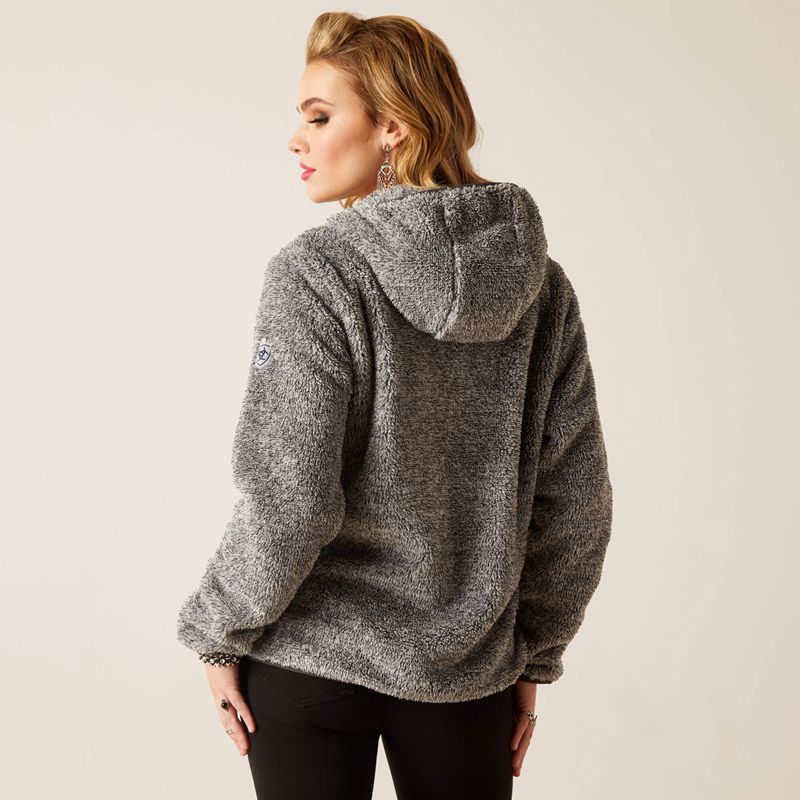 Ariat Lurex Berber 1/2 Zip Hoodie Salt And Pepper Polska | CADRJN-415