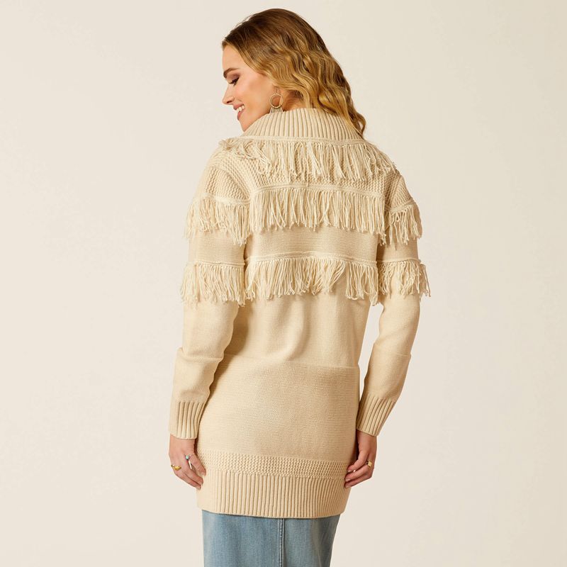 Ariat Luz Fringe Sweater Summer Sand Polska | HUFWSI-867