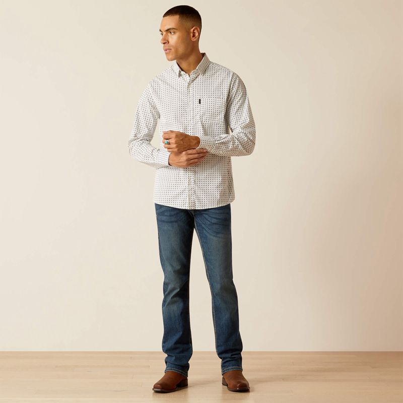 Ariat Major Stretch Modern Fit Shirt Białe Polska | NGILST-781