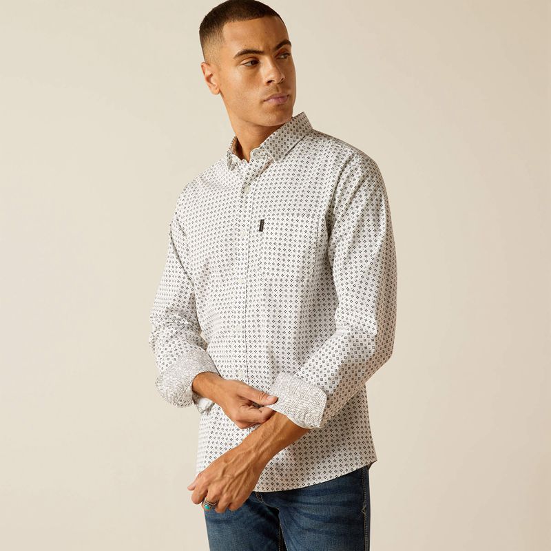 Ariat Major Stretch Modern Fit Shirt Białe Polska | NGILST-781