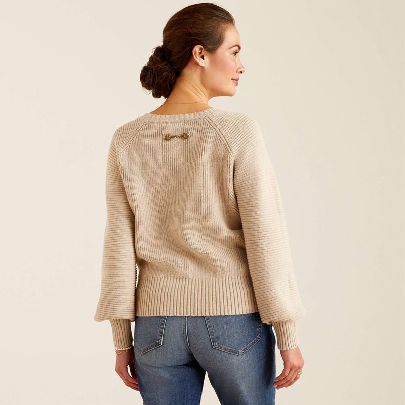 Ariat Malvern Sweater Oatmeal Heather Polska | CSPAUO-983