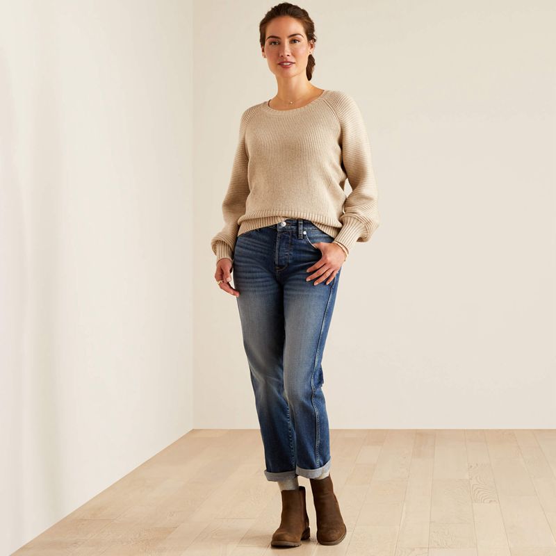 Ariat Malvern Sweater Oatmeal Heather Polska | CSPAUO-983