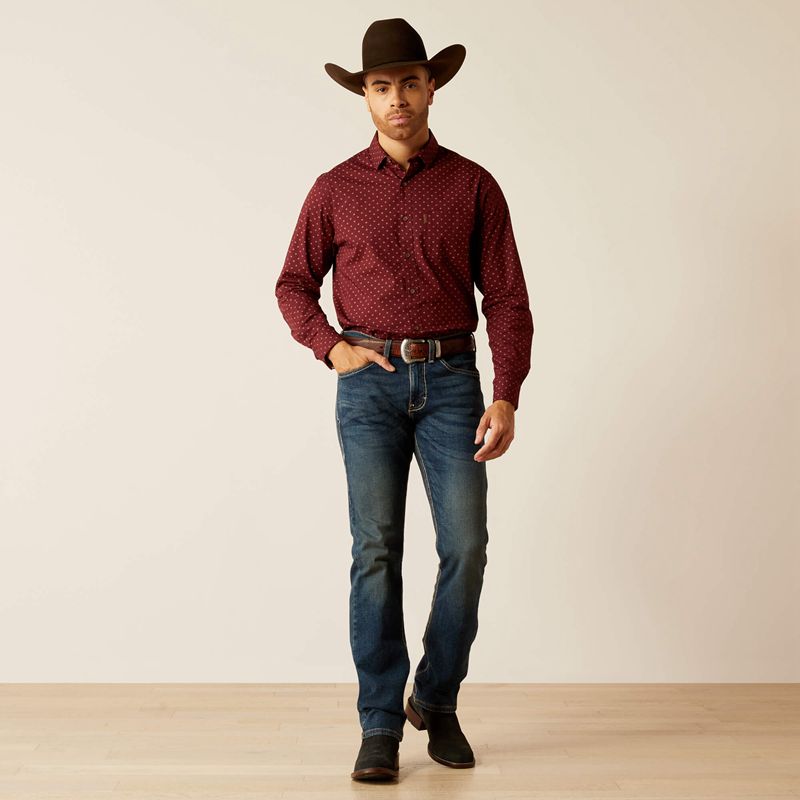 Ariat Mckinley Modern Fit Shirt Bordowe Polska | NLXAYR-904