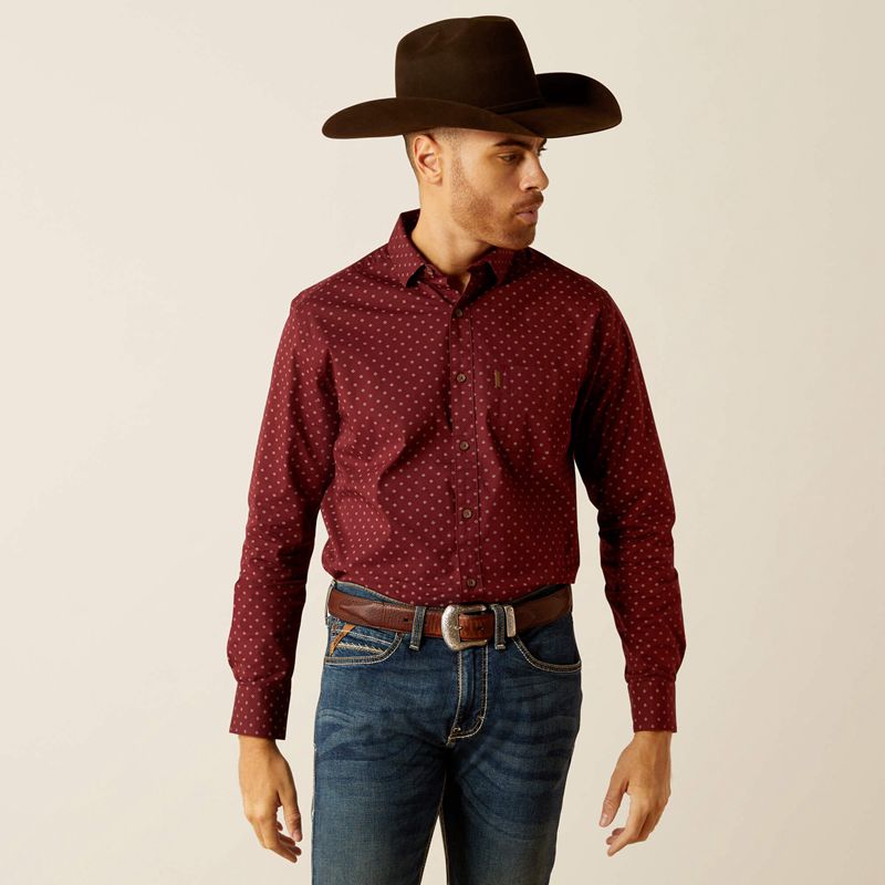 Ariat Mckinley Modern Fit Shirt Bordowe Polska | NLXAYR-904