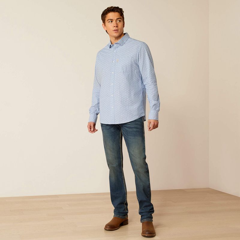 Ariat Memphis Modern Fit Shirt Niebieskie Polska | PFGHDX-942