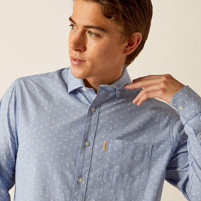 Ariat Memphis Modern Fit Shirt Niebieskie Polska | PFGHDX-942