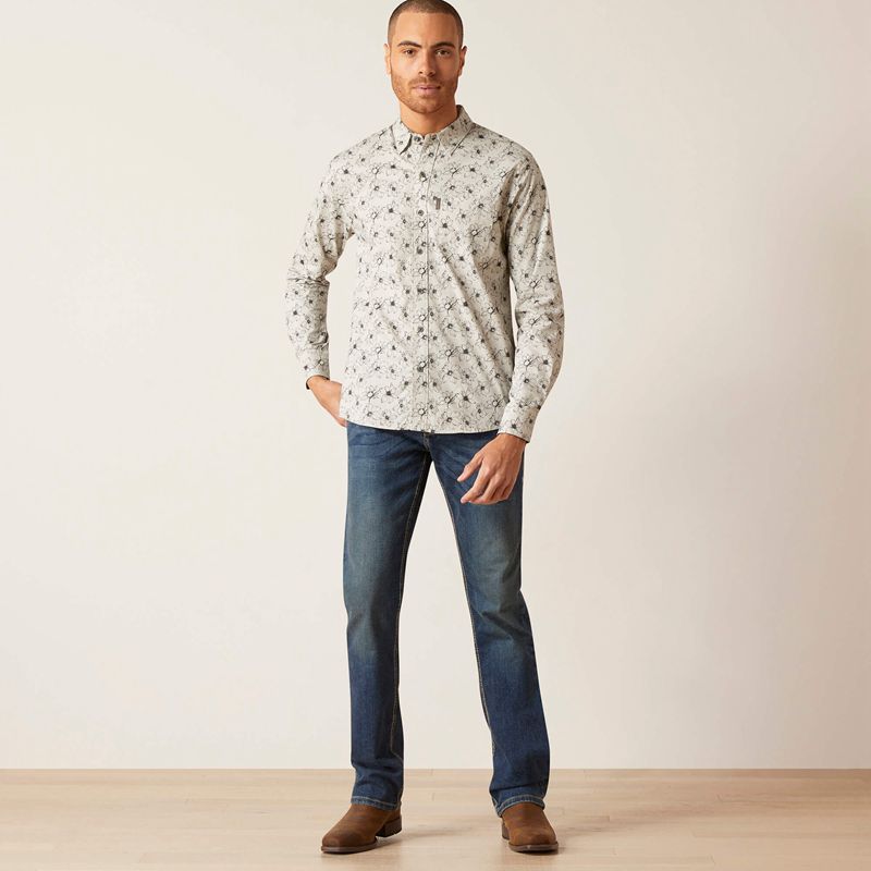 Ariat Memphis Stretch Modern Fit Shirt Szare Polska | ZDTNHF-924