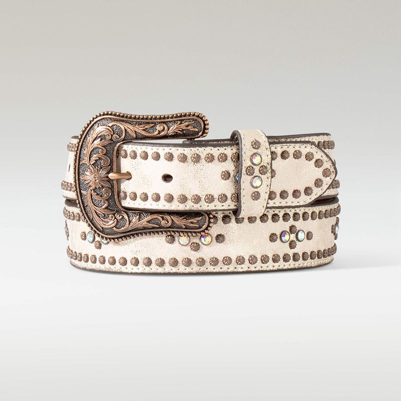 Ariat Metallic Stud Belt Brązowe Polska | LHPTFU-612