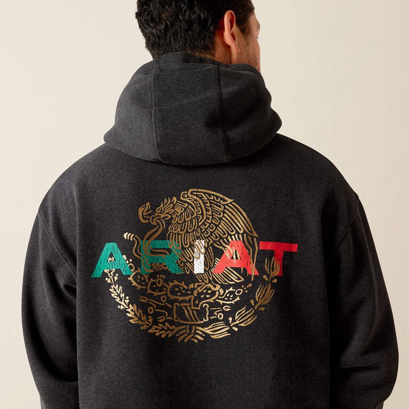 Ariat Mexico Flag Lockup Hoodie Czarne Polska | CHKSNB-410