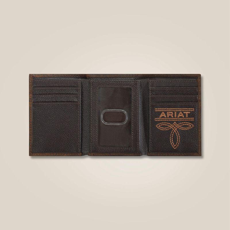 Ariat Mexico Logo Trifold Wallet Brązowe Polska | CIXYZB-152