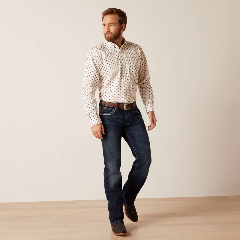 Ariat Naten Fitted Shirt White/White Polska | QPJXLY-510