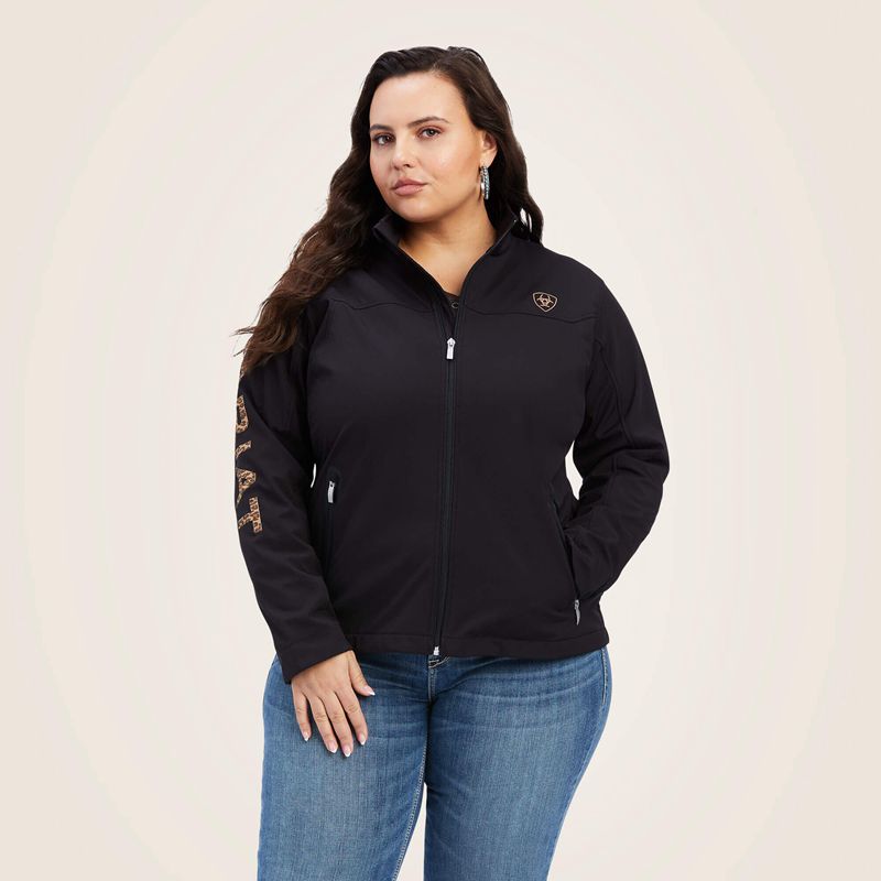 Ariat New Team Softshell Jacket Black/Leopard Polska | QHKODV-347