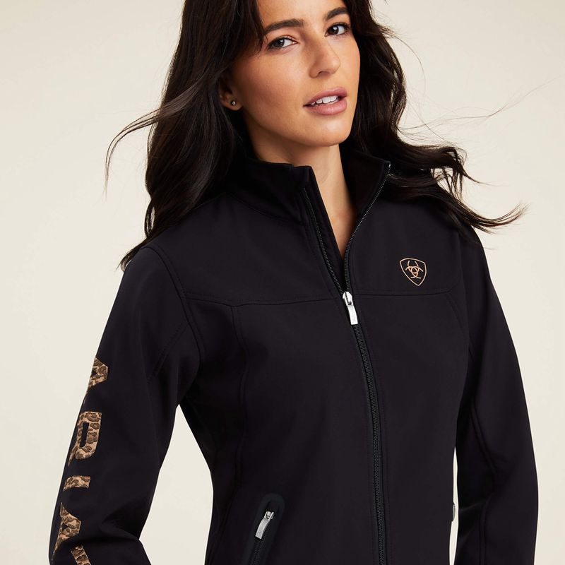 Ariat New Team Softshell Jacket Black/Leopard Polska | QHKODV-347