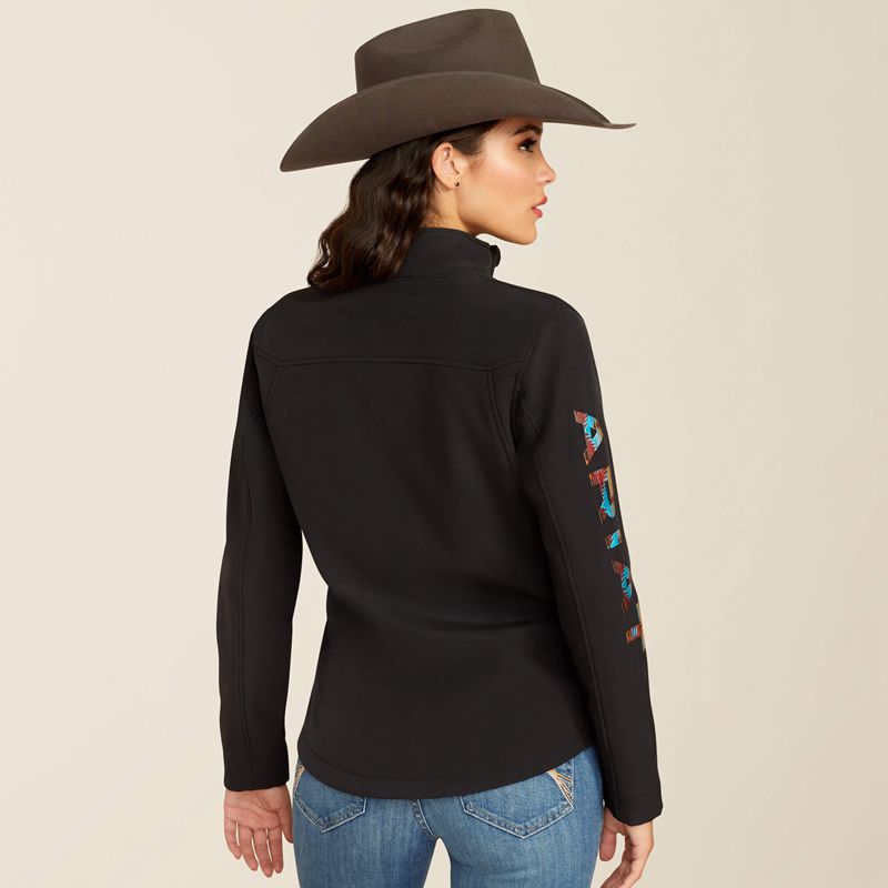 Ariat New Team Softshell Jacket Black/Serrano Southwest Print Polska | LMSVEH-946