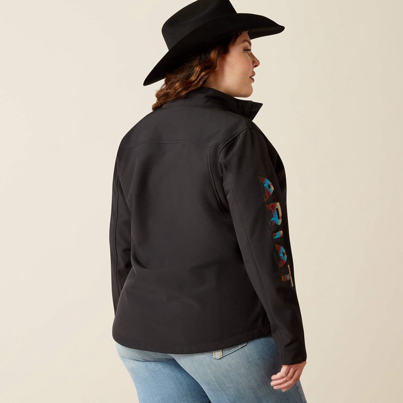 Ariat New Team Softshell Jacket Black/Serrano Southwest Print Polska | LMSVEH-946