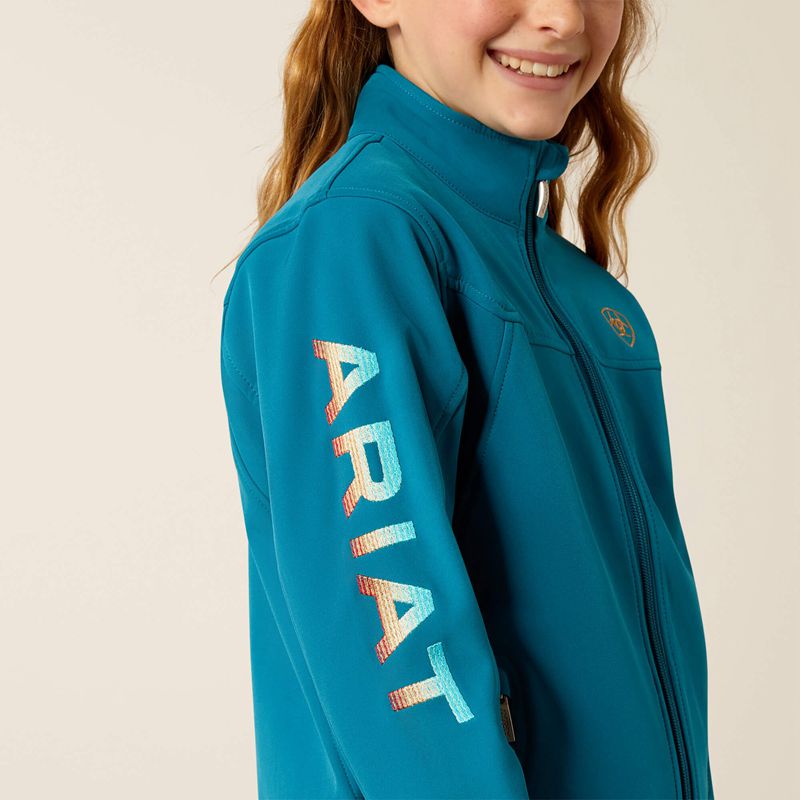 Ariat New Team Softshell Jacket Ocean Depths/Retro Ranch Print Polska | SOZGWI-635