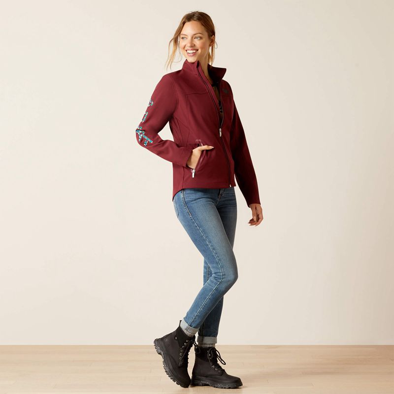 Ariat New Team Softshell Jacket Tawny Port/Baja Polska | ZLVQON-895