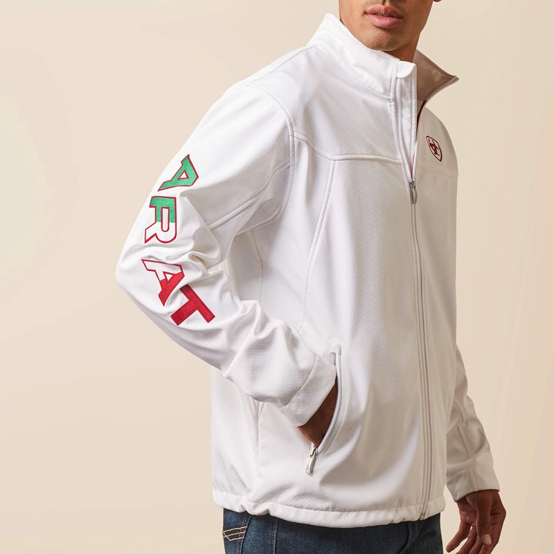 Ariat New Team Softshell Mexico Jacket Białe Polska | PRQMVJ-637