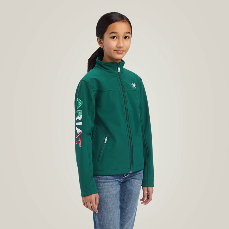 Ariat New Team Softshell Mexico Jacket Verde Polska | ZSQMPF-287