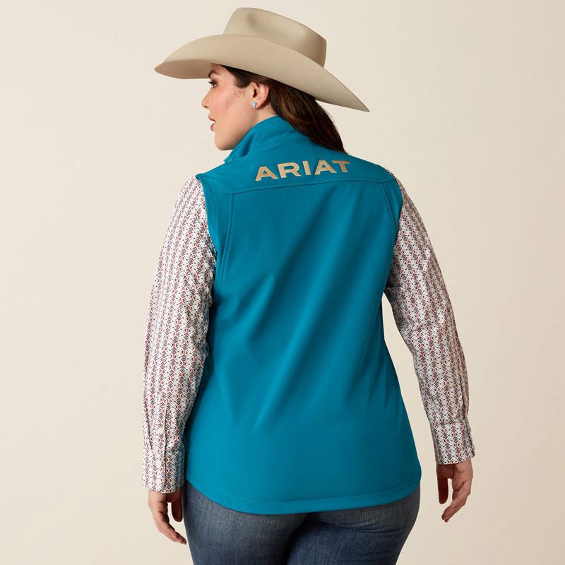 Ariat New Team Softshell Vest Ocean Depths/Retro Ranch Print Polska | ZEMQUI-081