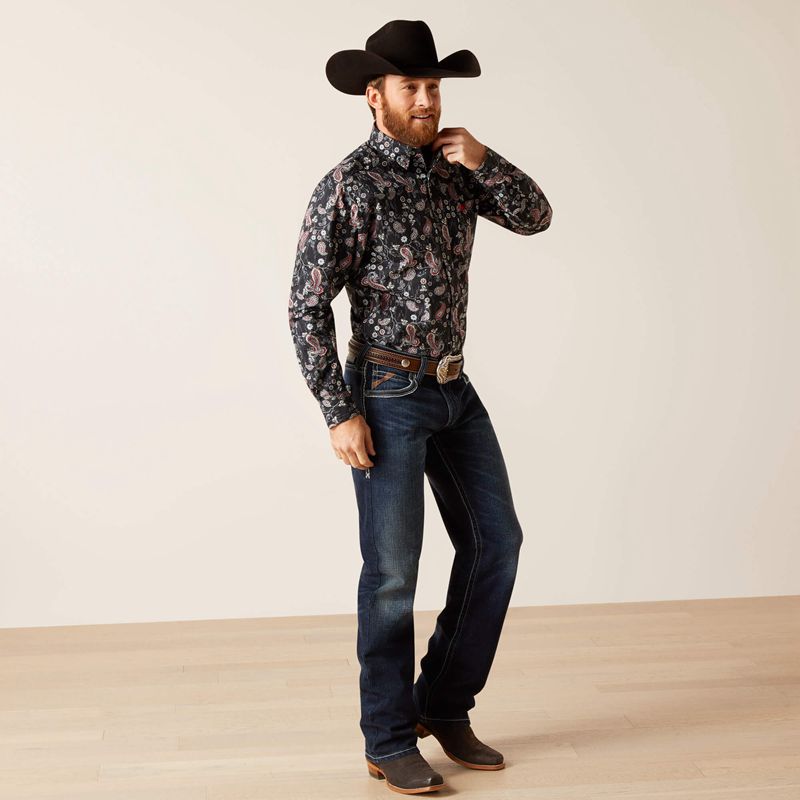 Ariat Norward Fitted Shirt Black/Black Polska | EVZWJO-960