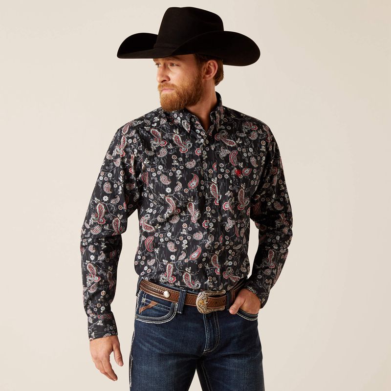 Ariat Norward Fitted Shirt Black/Black Polska | EVZWJO-960