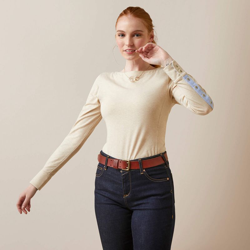 Ariat Olema Top Oatmeal Heather Polska | XSFOYP-871